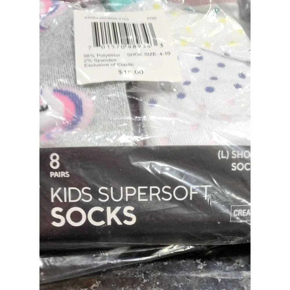 Kids Supersoft 8 Pack Ankle Socks, Large